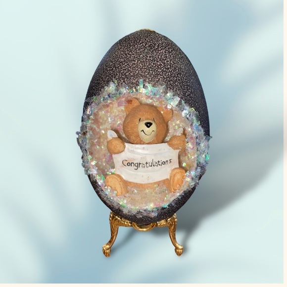 𝑯𝒂𝒏𝒅𝒎𝒂𝒅𝒆 Emu Egg “Congratulations” Gift - Picture 10 of 14